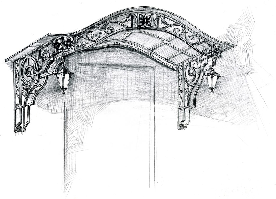 Кованые козырьки архикад модели