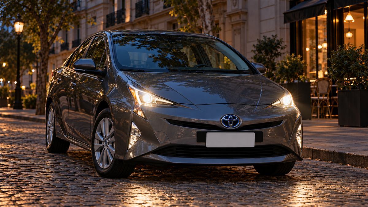 Toyota Prius 1.8 CVT 2020 — серый, фото 1 — фары включены