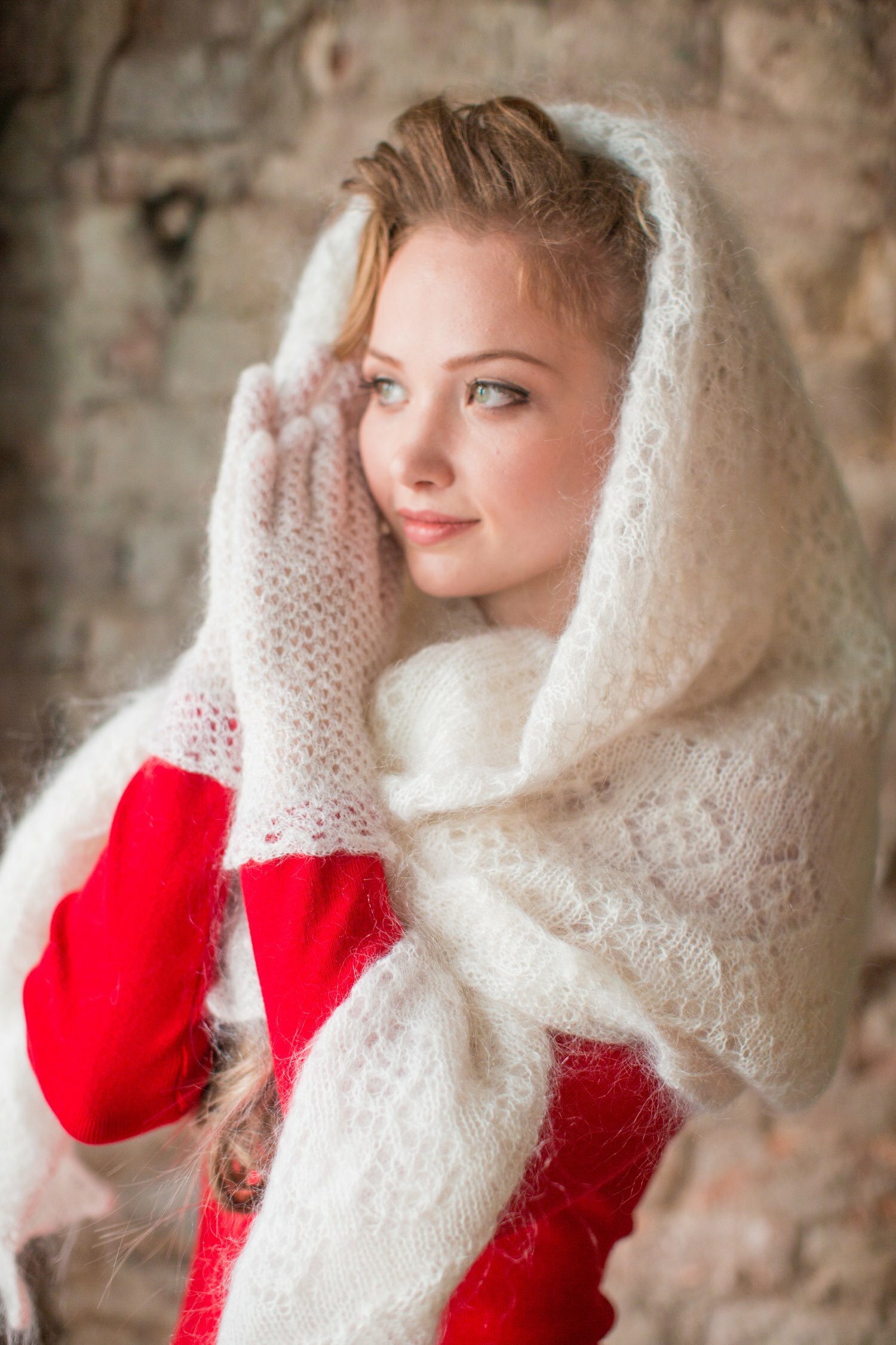 Пуховые перчатки «Ажурные» - Состав: козий пух, вискозный шёлк, па ...