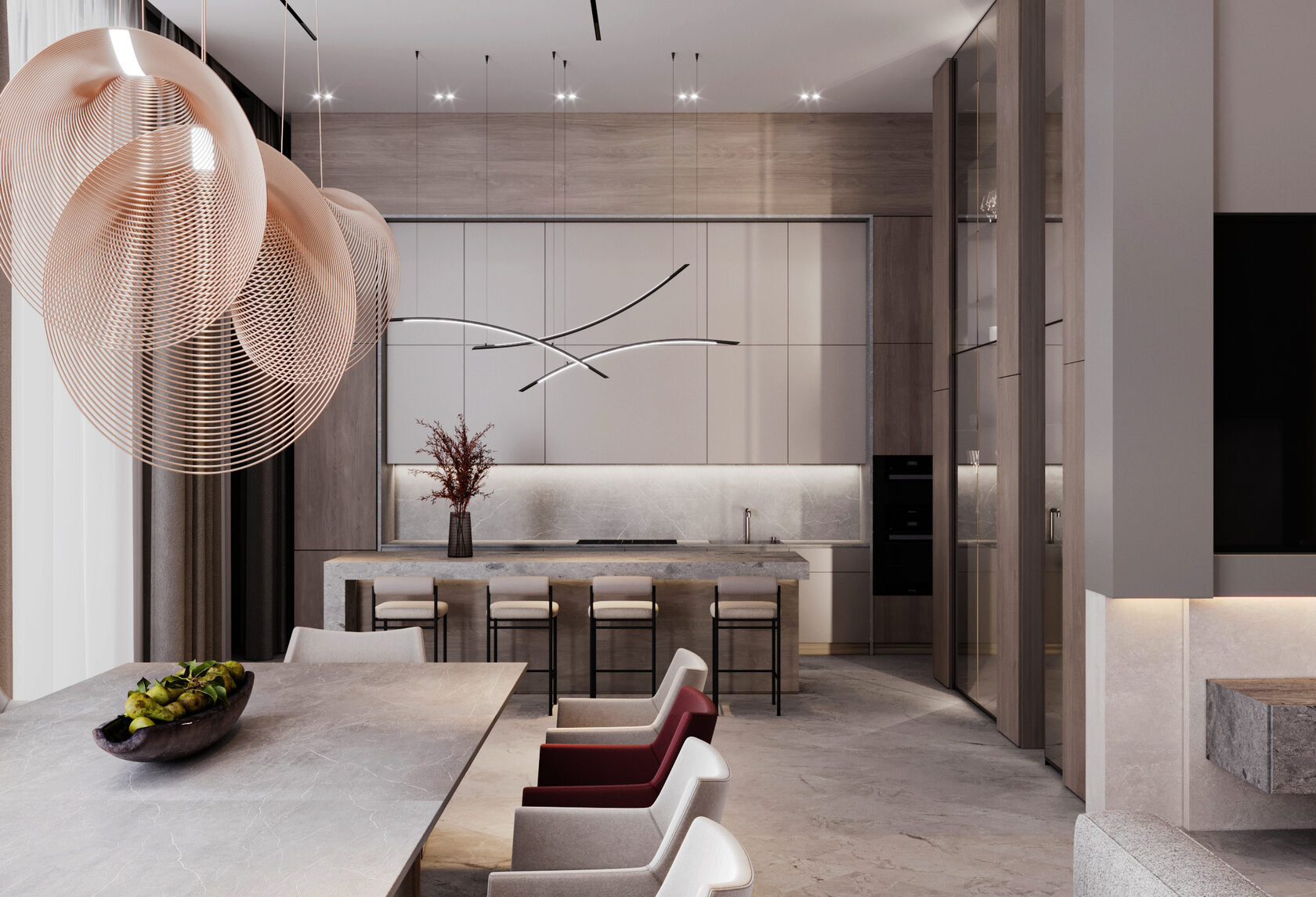 Дизайн кухни с легким современным интерьером