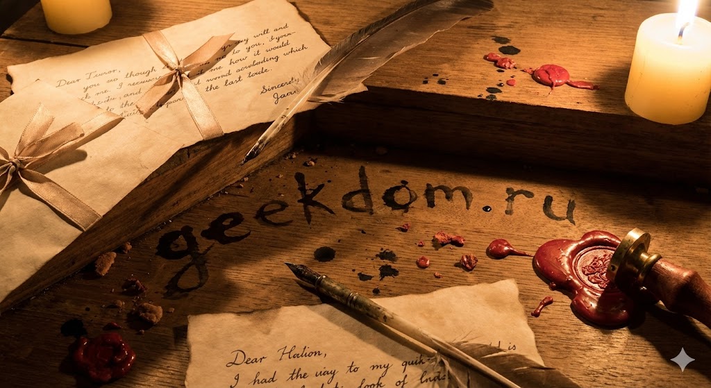 Винтажный стол с написанными от руки любовными письмами и перьевой ручкой.