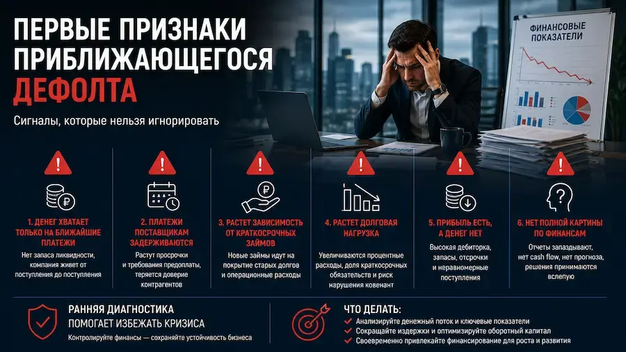 Первые признаки приближающегося дефолта