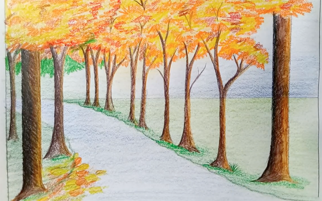Как нарисовать осенний лес акварелью. Пошаговое рисование