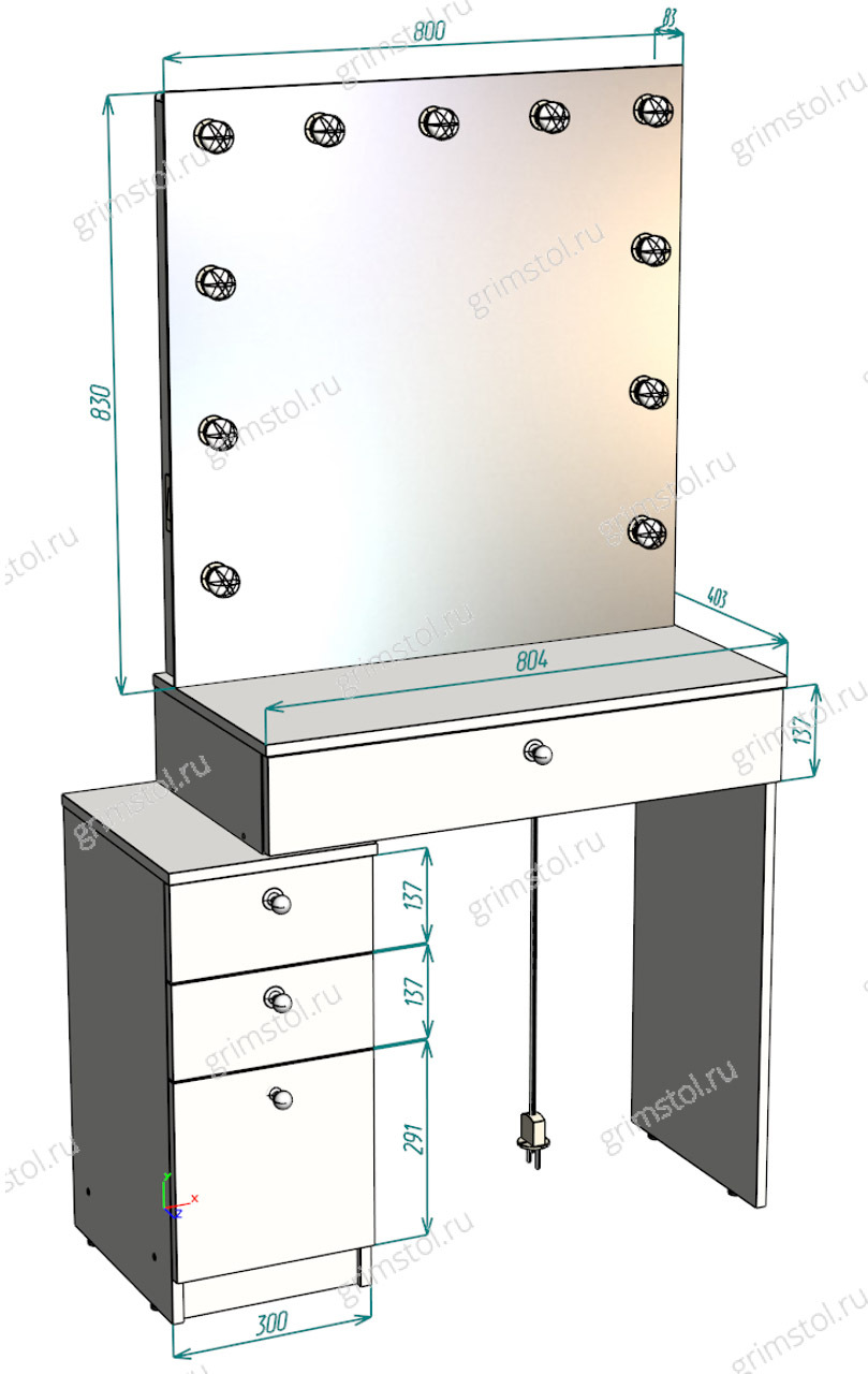 Гримерный столик с зеркалом размеры чертежи