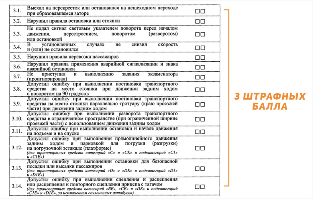 Ошибки на экзамене в ГАИ. Перечень ошибок на экзамене в ГАИ.