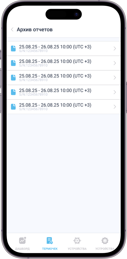 Приложение IceGuard: архив отчётов