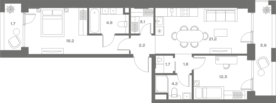3-комн 79,6 м²