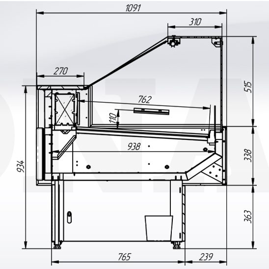 Витрина Криспи / Cryspi SONATA Q ВПС-ВПСН чертёж