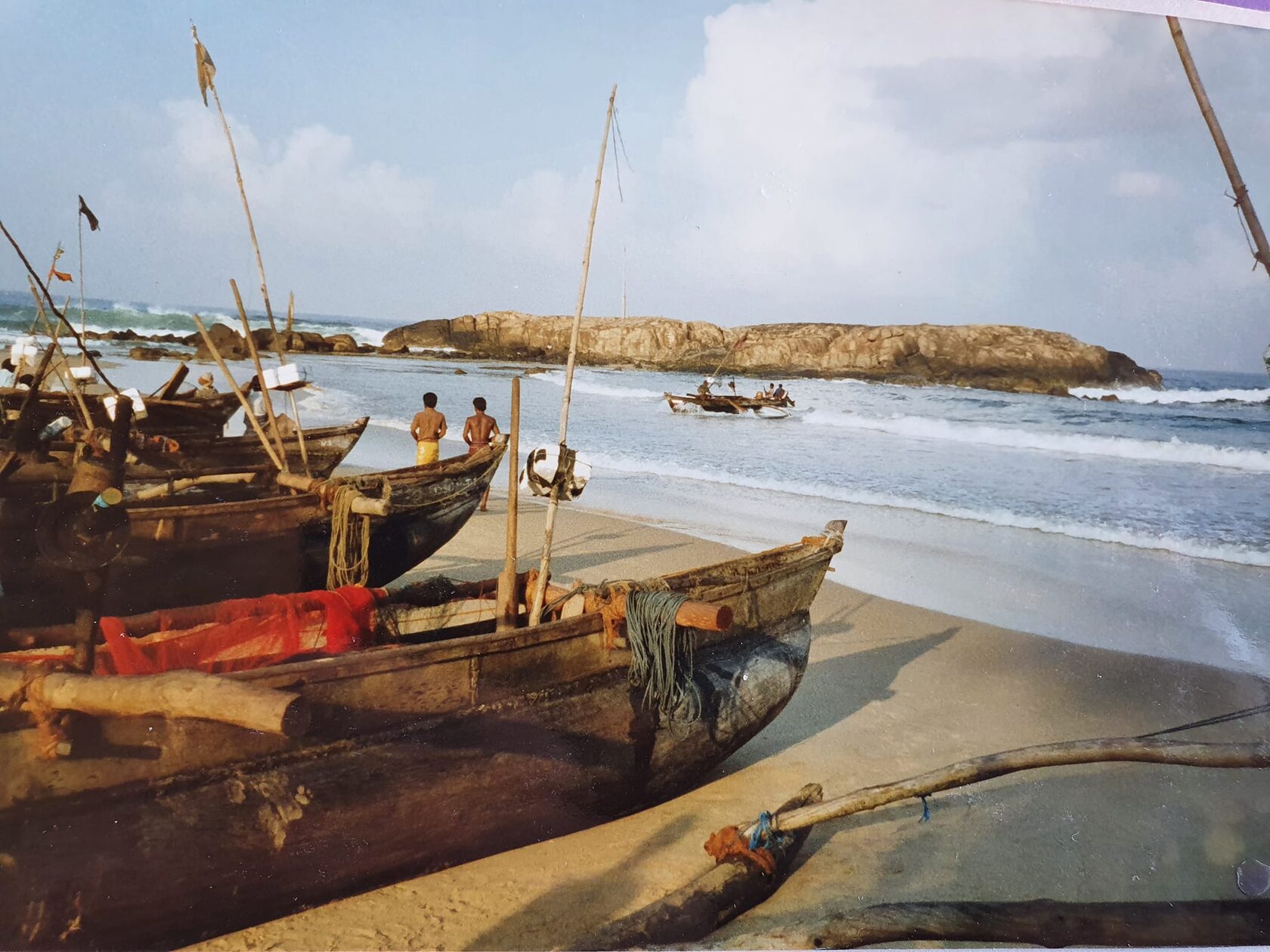 Harbor life in Hikkaduwa, sometime in the 1980s