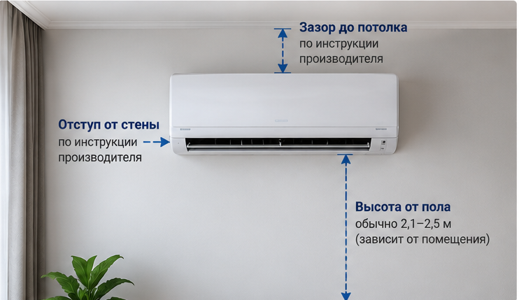 Высота установки кондиционера в квартире