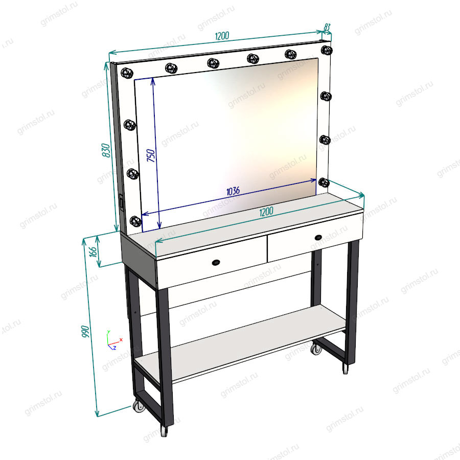Гримерный столик с зеркалом размеры чертежи