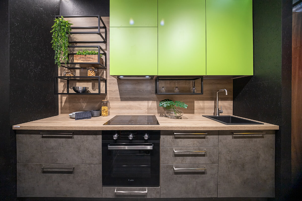 Фасады навесных секций шириной 45 см. Кухня СИНГЛ (ЛДСП)