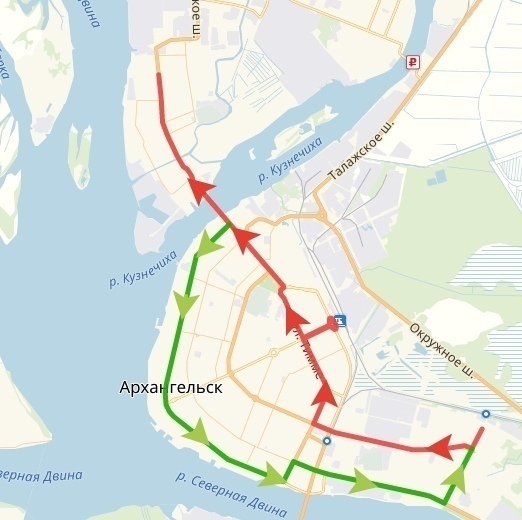 Схема движения 44 автобуса архангельск