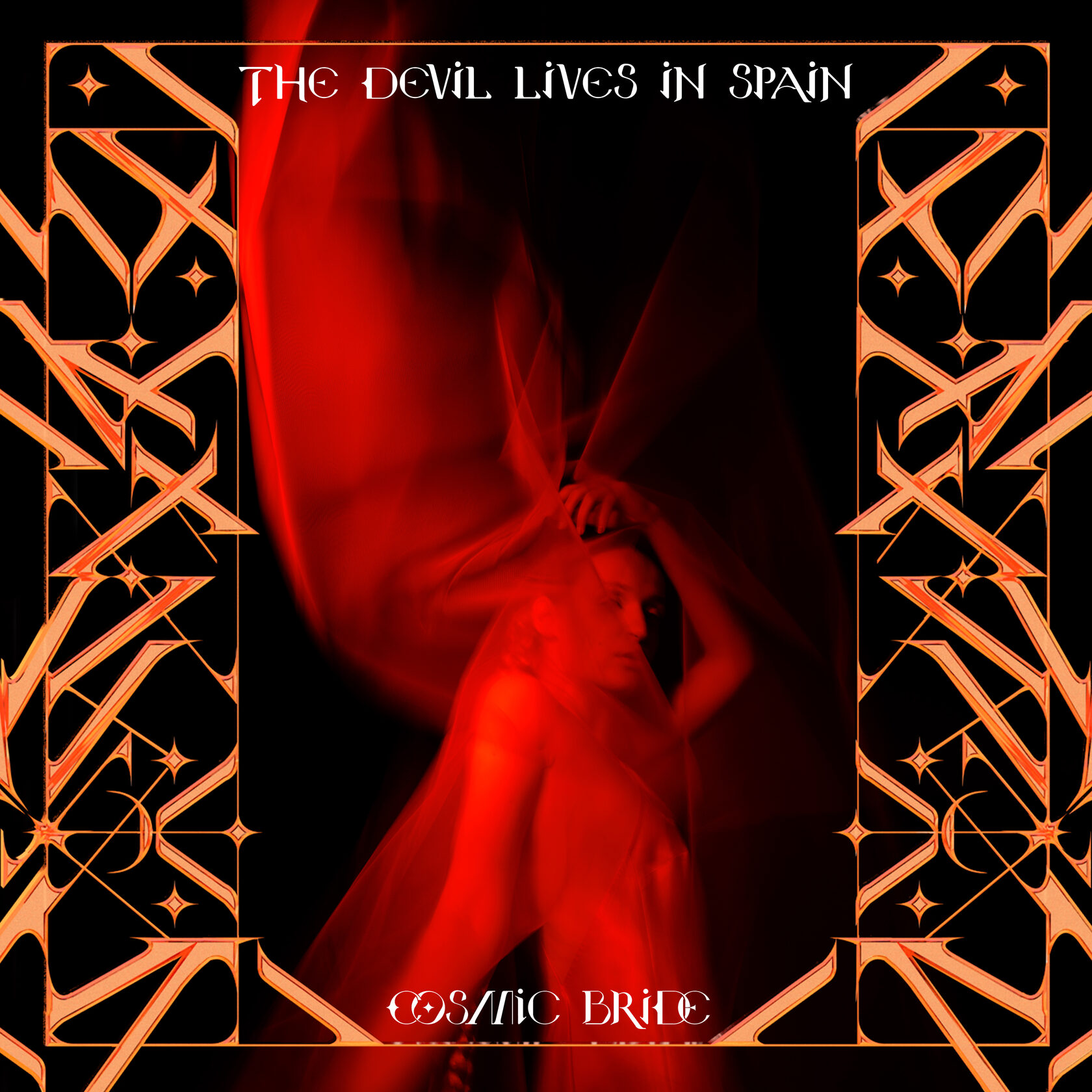 обложка для трека cosmic bridge the devil lives in spain / девушка в красном свете