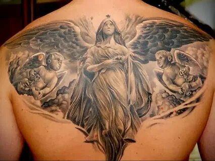 Тату ангел на спине: фото татуировок