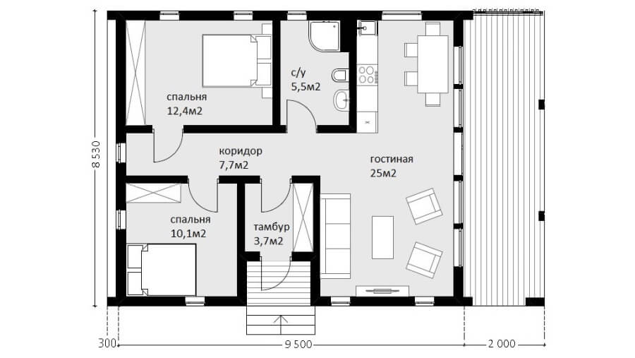 Проект дома 25 м2