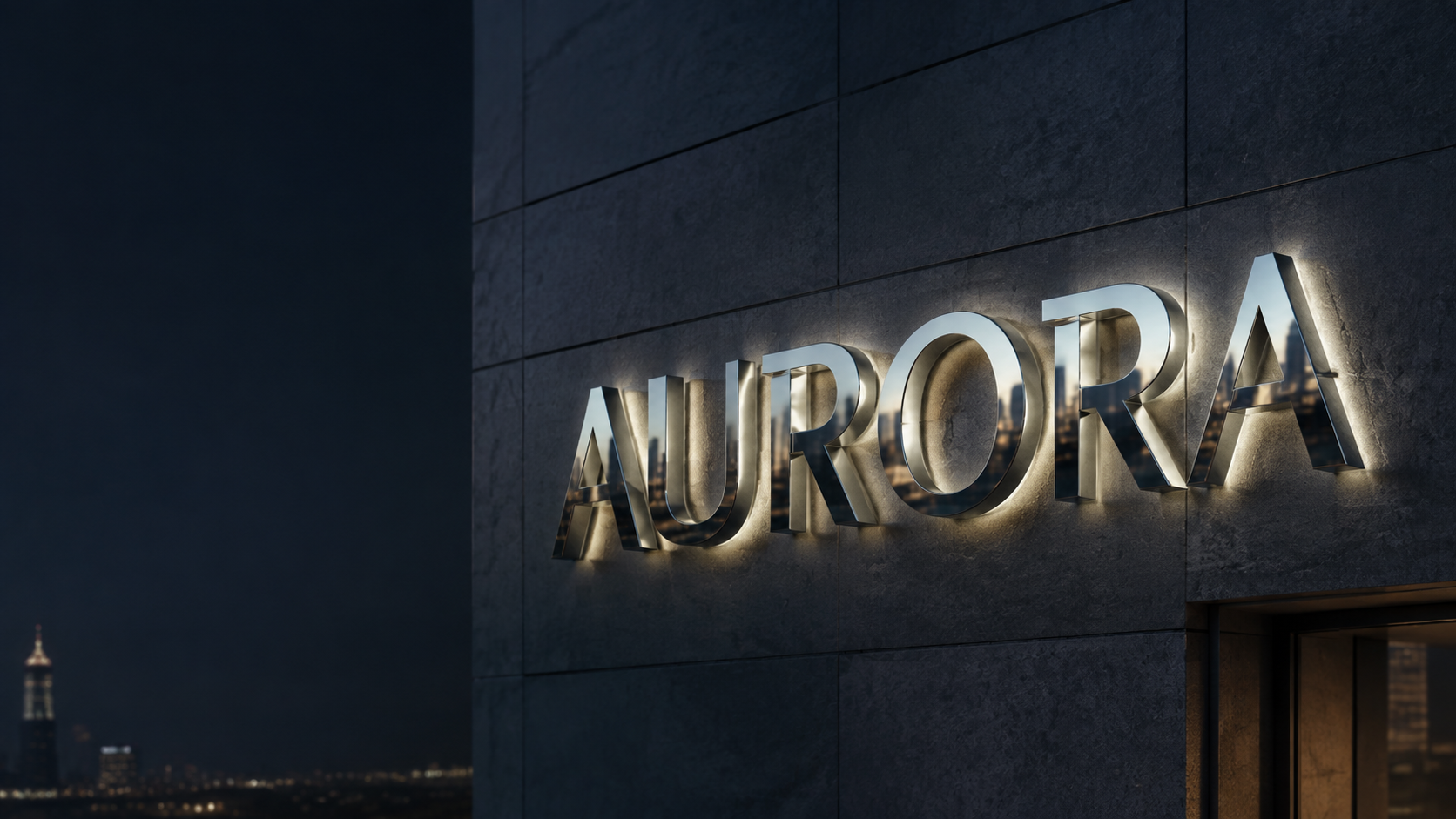 3D Рендер — полированные металлические буквы AURORA