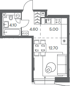 Студия 26,4 м²