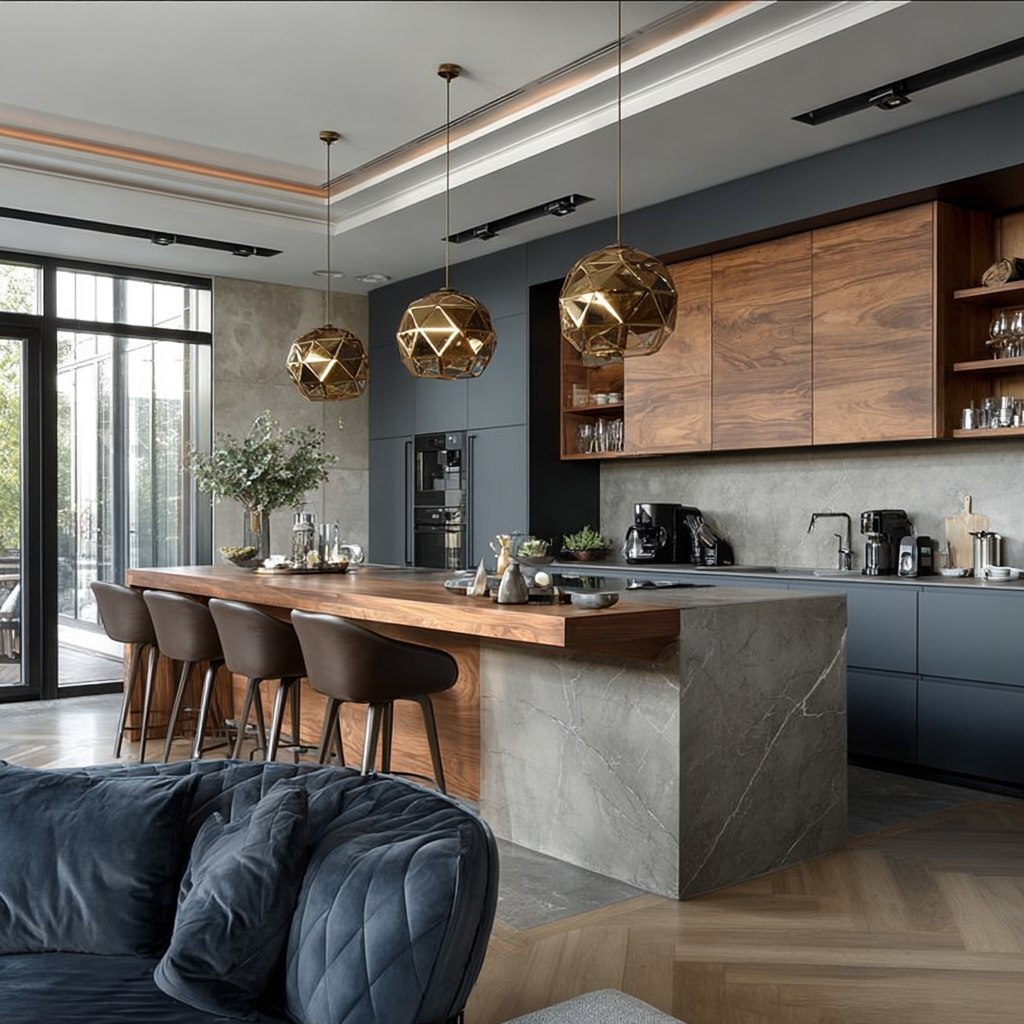 Кухня в современном стиле с природными материалами