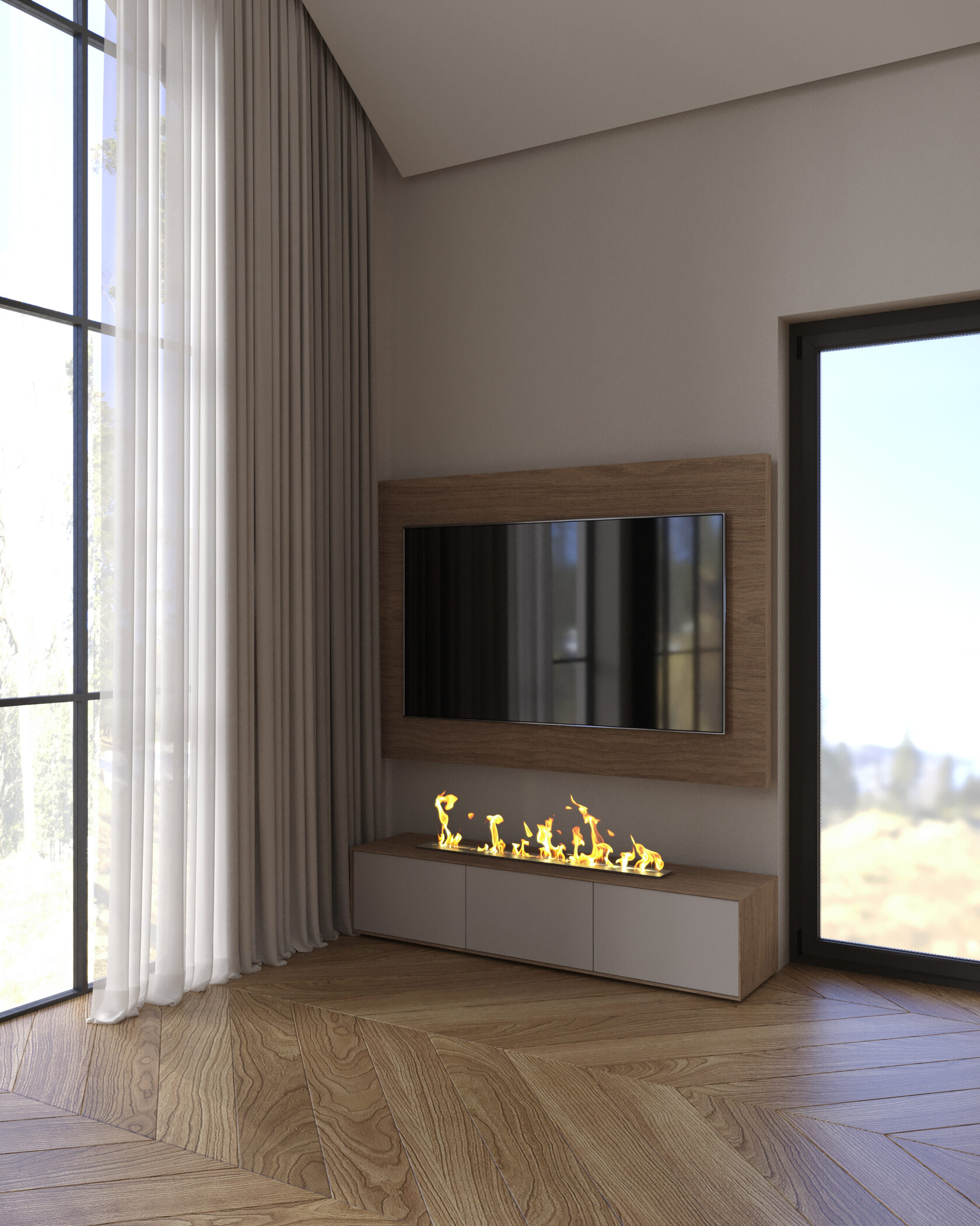 Желтый диван в интерьере гостиной 