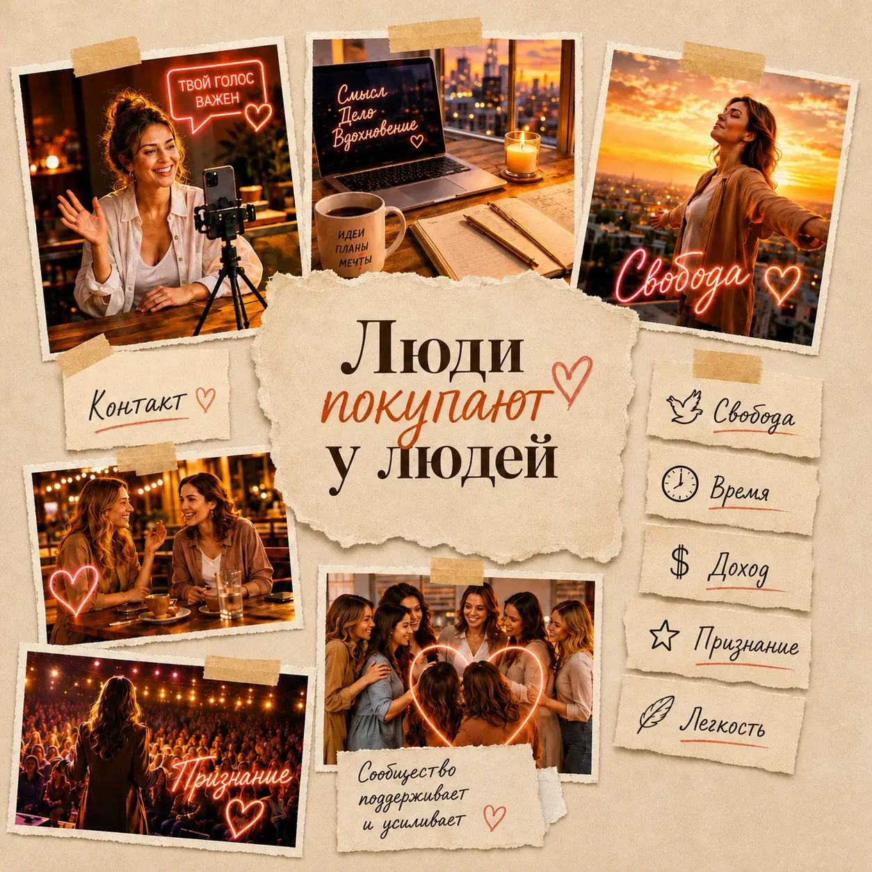 Коллаж о личном бренде: люди покупают у людей