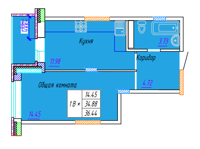 ЖК Волжская тройка планировка однокомнатной квартиры