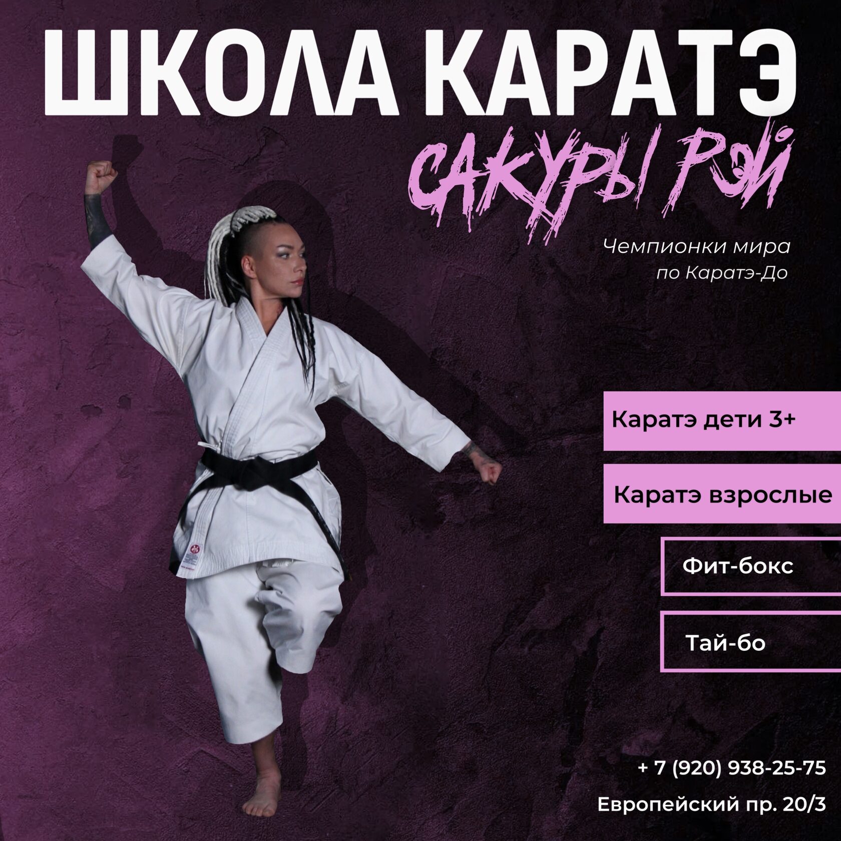 Сакура Рэй демонстрирует движение каратэ на новом плакате школы