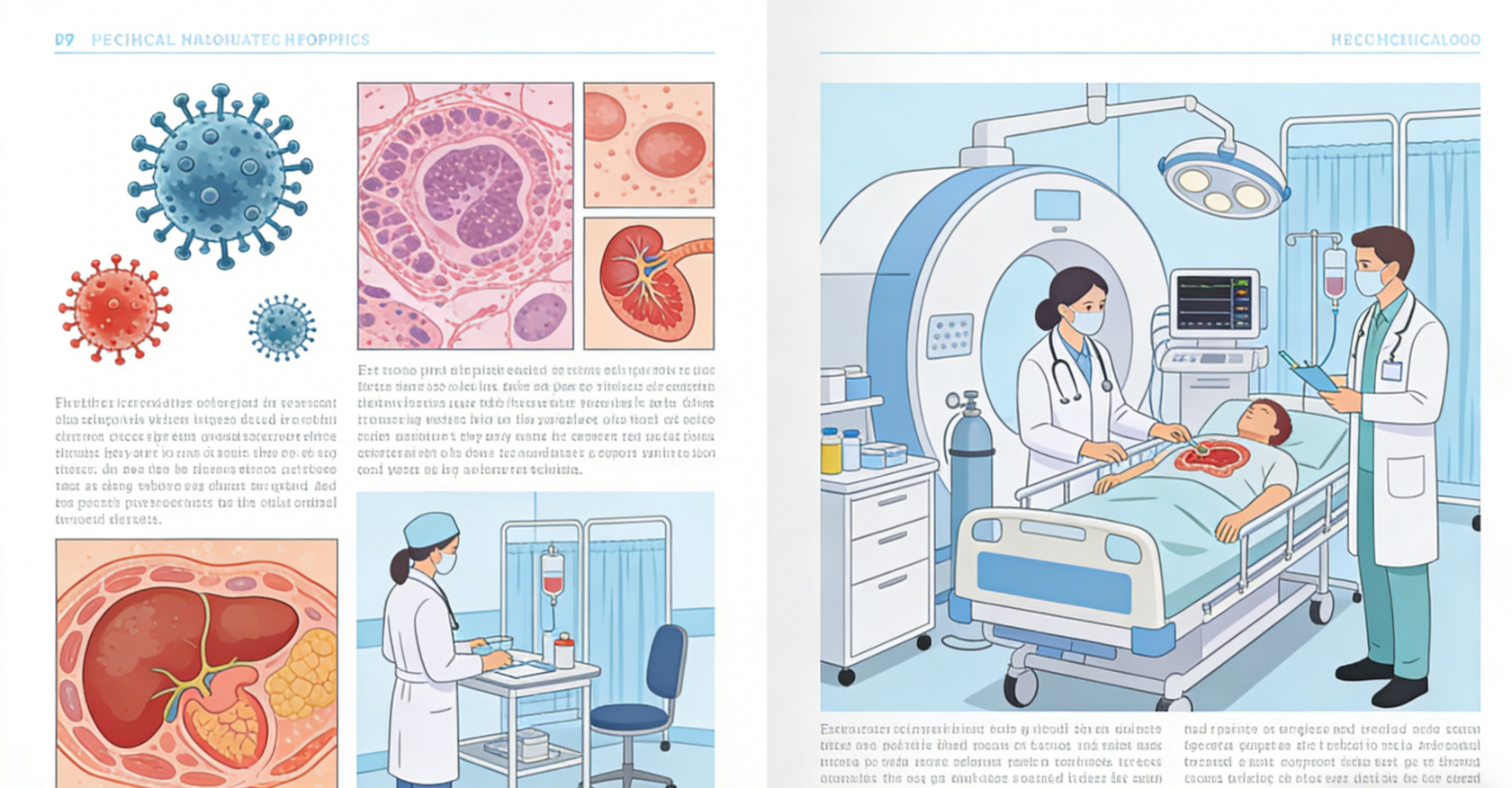 hospital scenes of various diseases and examinations.