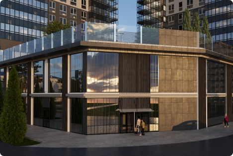 Коммерческие помещения жилого комплекса Космополис, предназначенные для продажи и сдачи в аренду