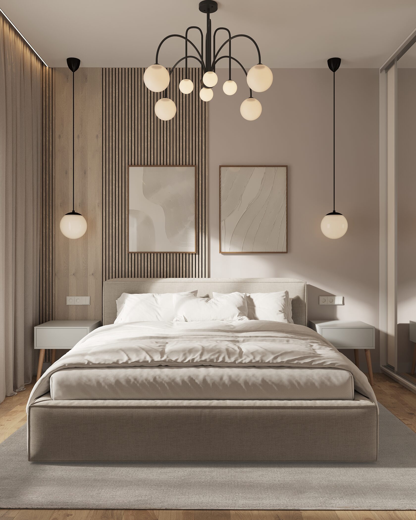 Детская кровать обои в детской минимализм 