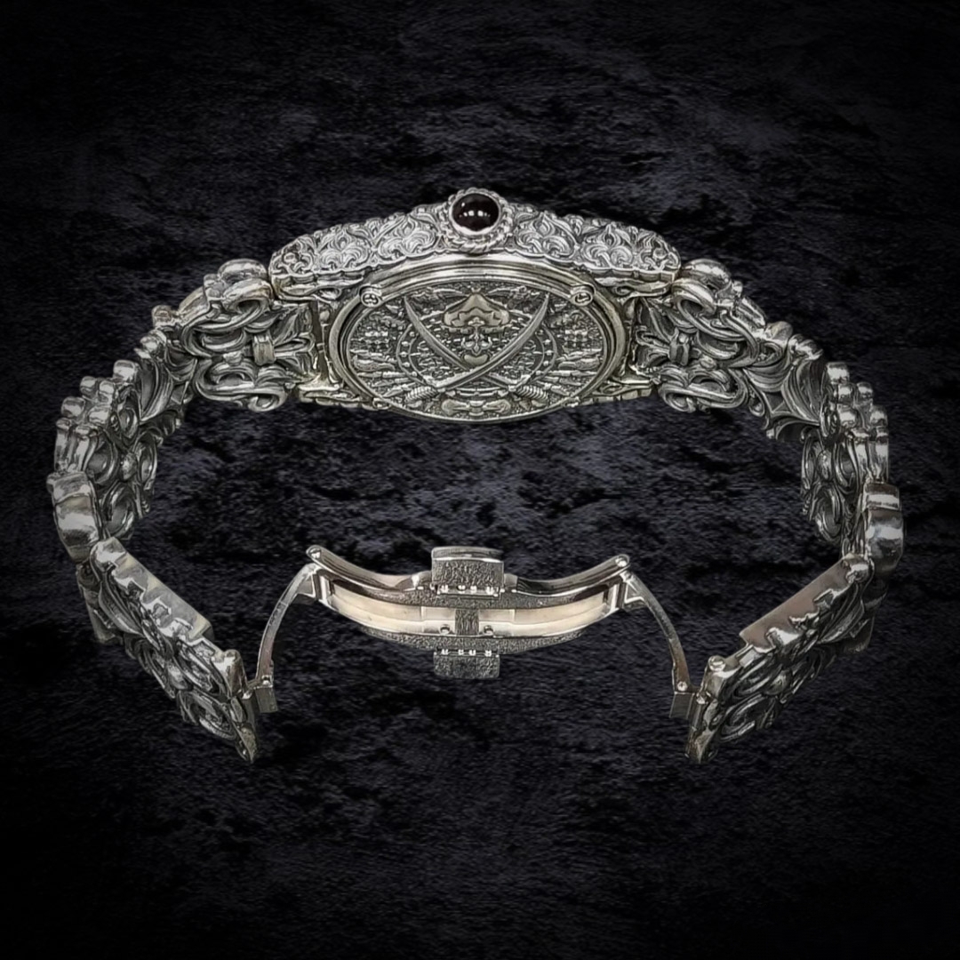 часы из серебра, мужские массивные часы, массивные часы из серебра.