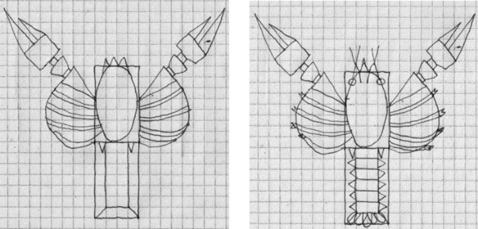 Рис. 12. Геометрические формы при изображении рака