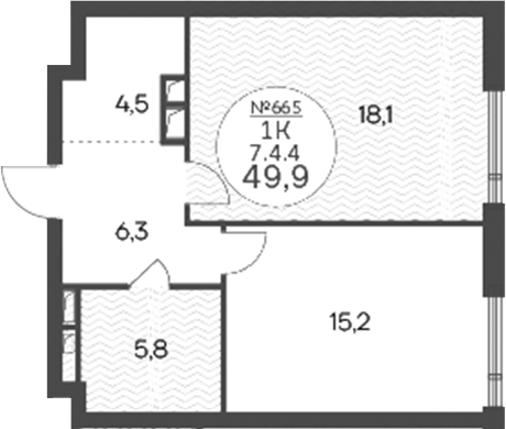 1-комн 49,9 м²