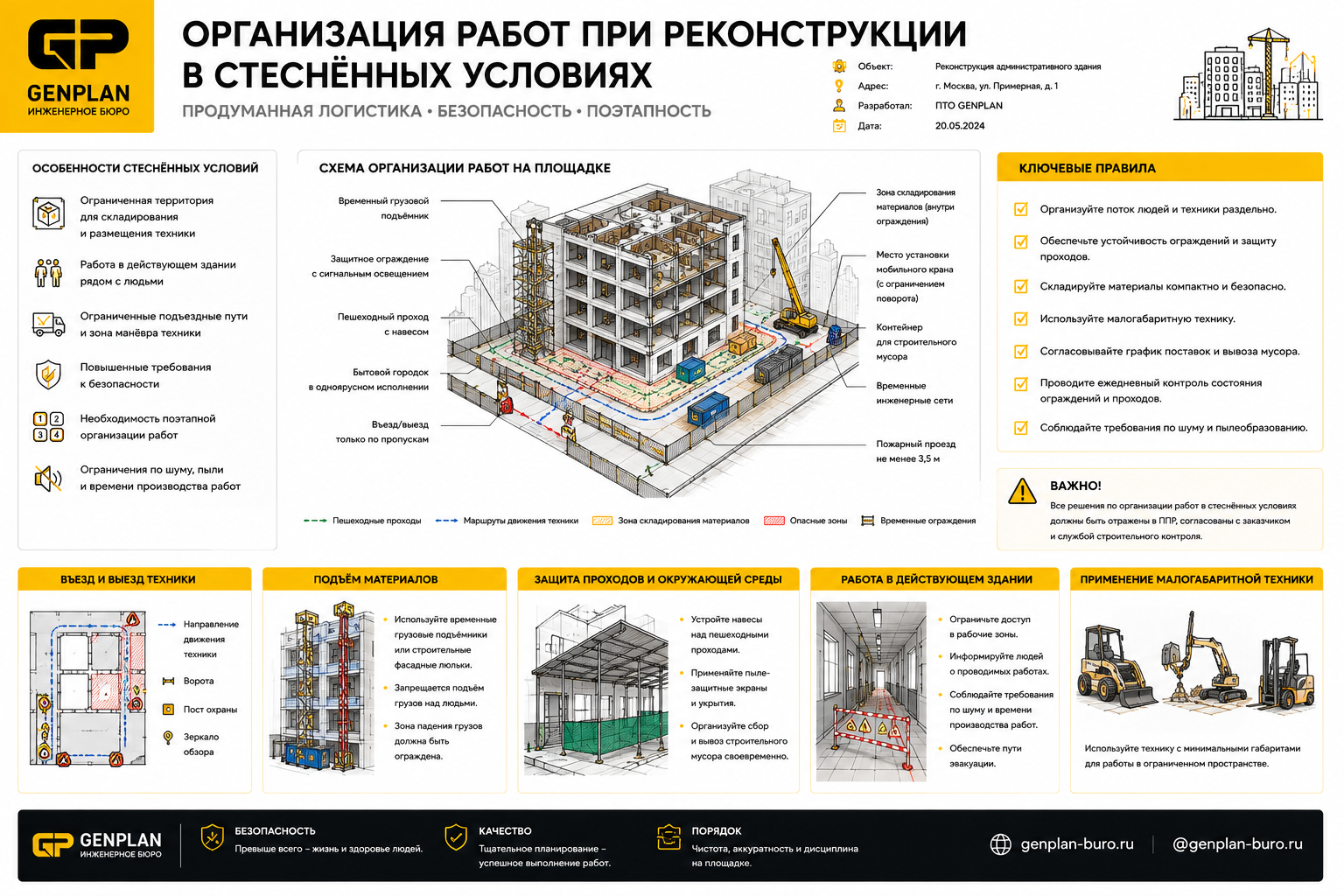 Организация работ при реконструкции в стеснённых условиях