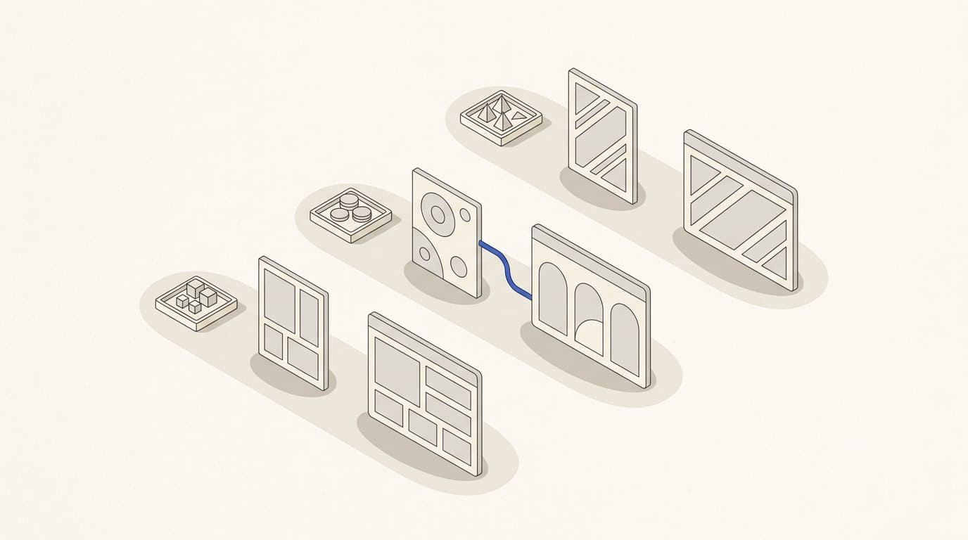 Three parallel lanes with an ad, landing page and separate budget tray.