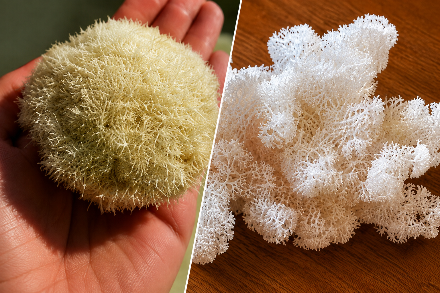 Pure white Ballmoss and Reindeer moss