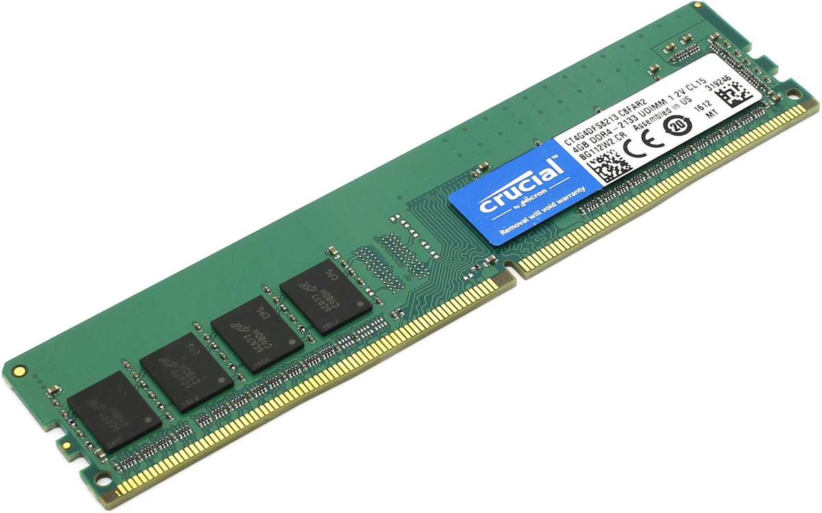 Оперативная память DDR4, DIMM, 4Gb, 2133MHz, Crucial CT4G4DFS8213