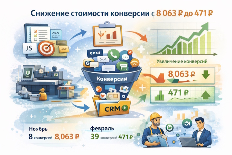 Как снизили стоимость конверсии с 8 063 ₽ до 471 ₽ для интернет-магазина промышленного оборудования