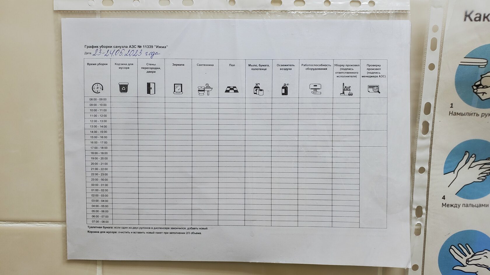 График уборки туалета в ресторане образец