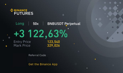 Результат сделки BNB/USDT +3122.63%