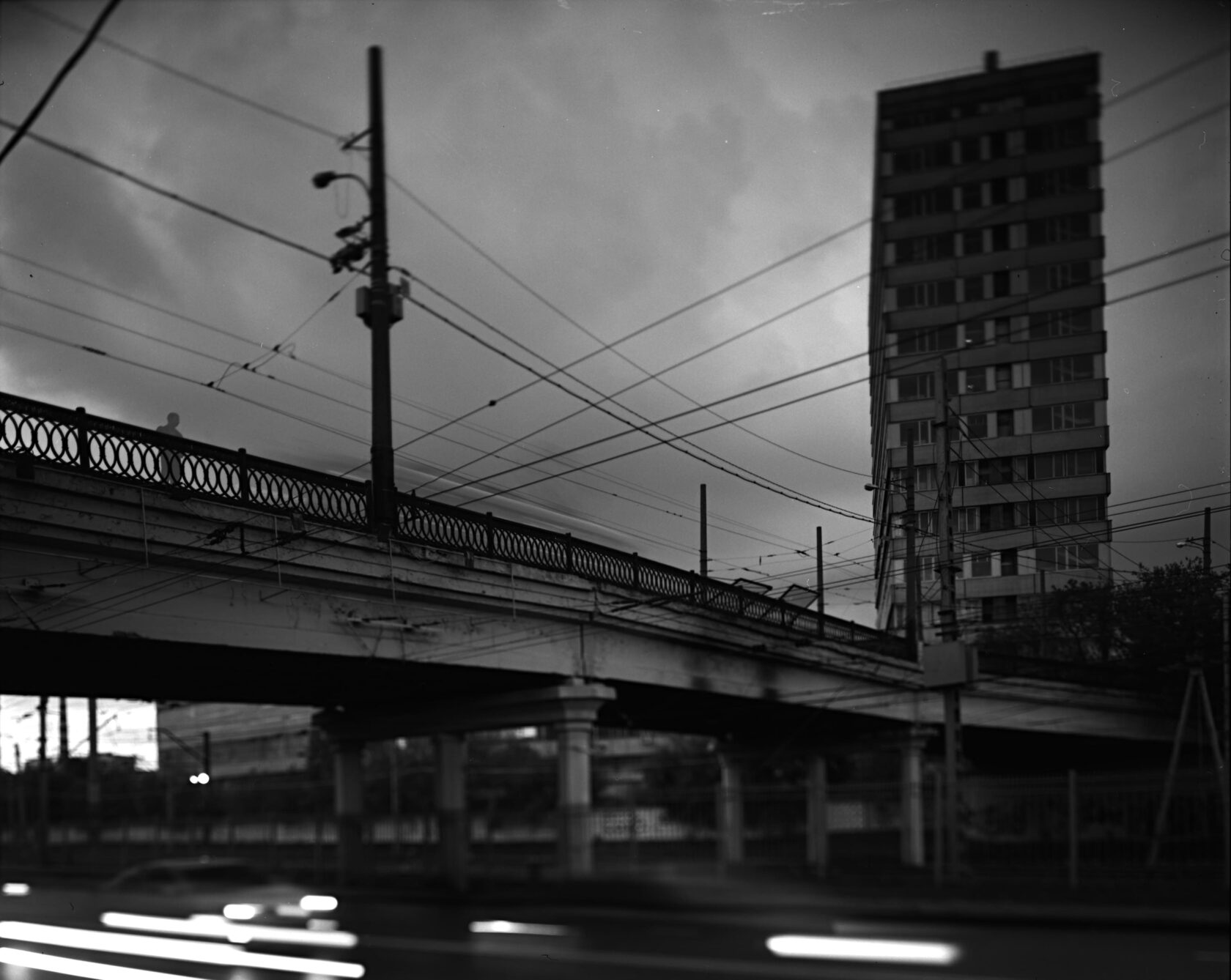 Bridge near Leningradsky Prospekt. Moscow. BW negative 4x5 inch 2016
