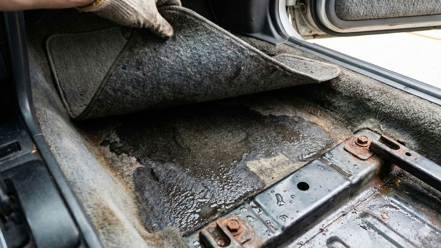 moisture under car carpet