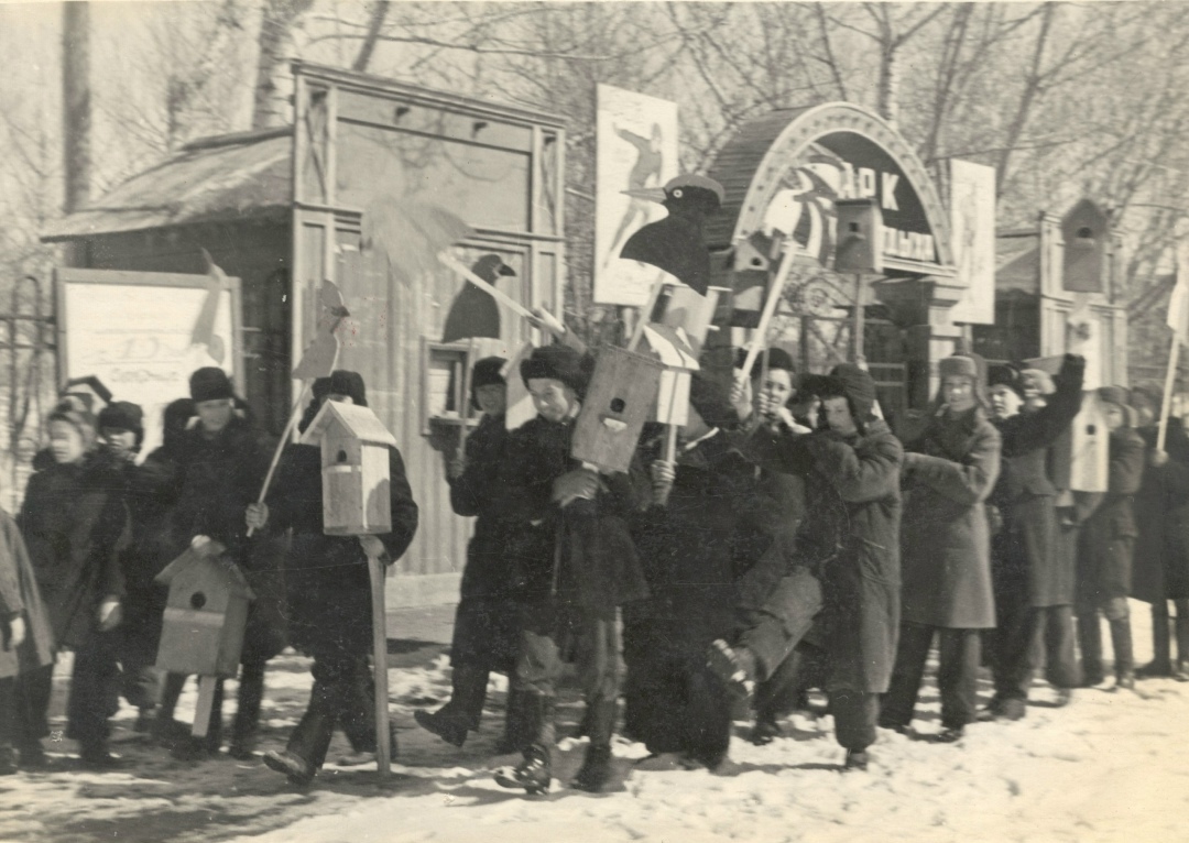 Шествие юннатов со скворечниками, 1954 год