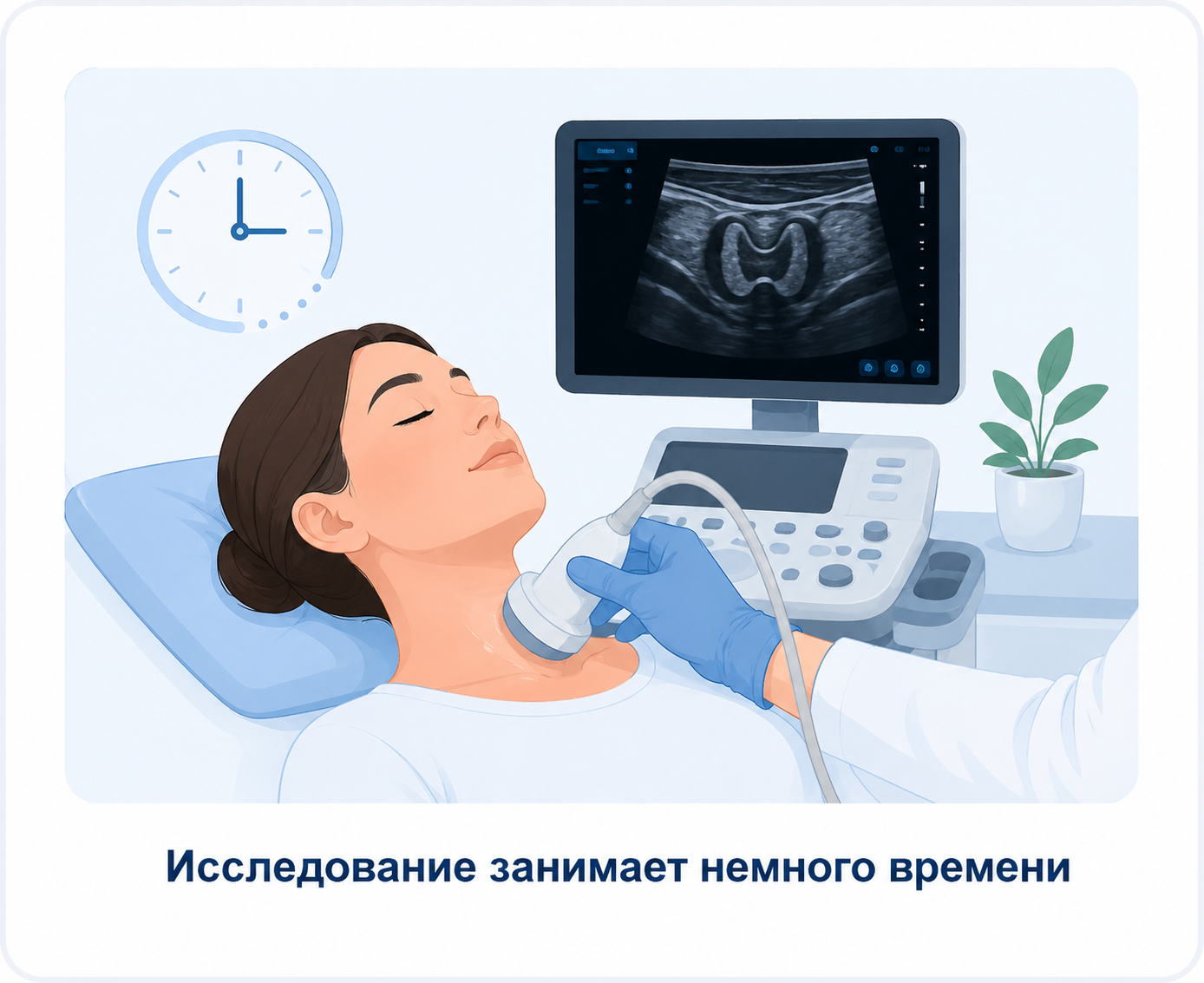 УЗИ щитовидной железы — исследование занимает немного времени