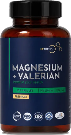 UPTREND Magnesium + Valerian, 60 капсул: 150 мг магния и 20 мг экстракта корня валерианы