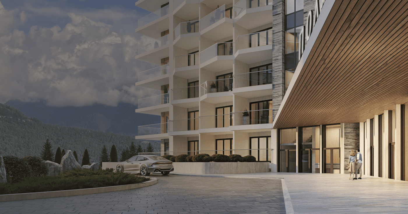 Главный вход в отель Поляна Пик