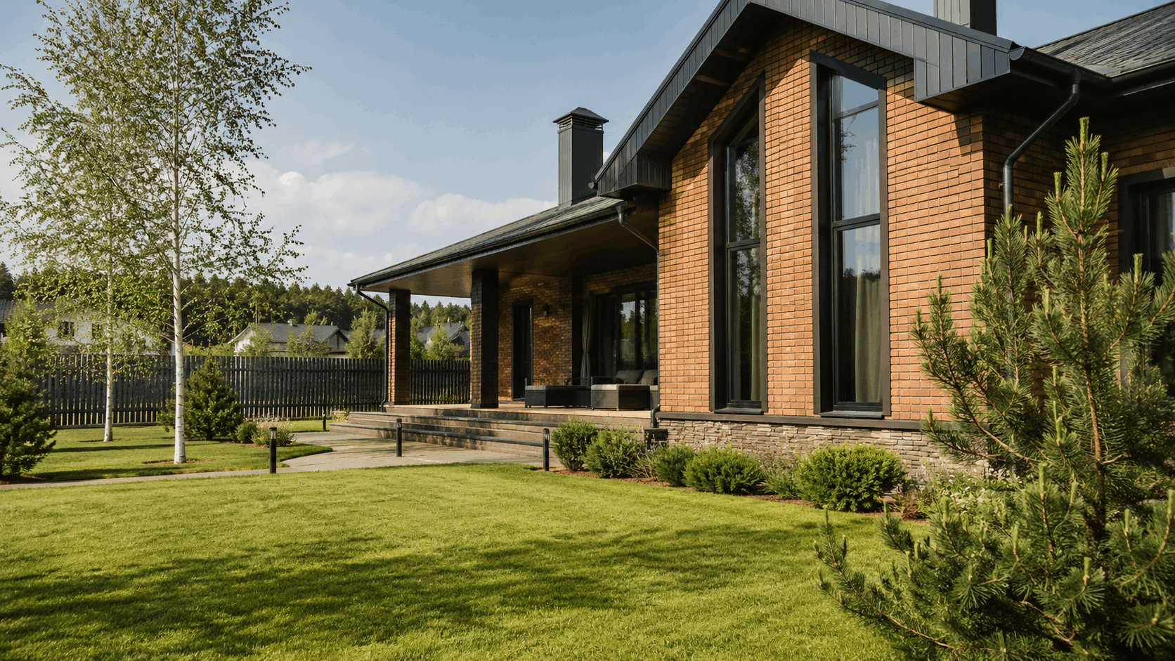 Brick Terrace 166 — кирпичный дом с большой террасой