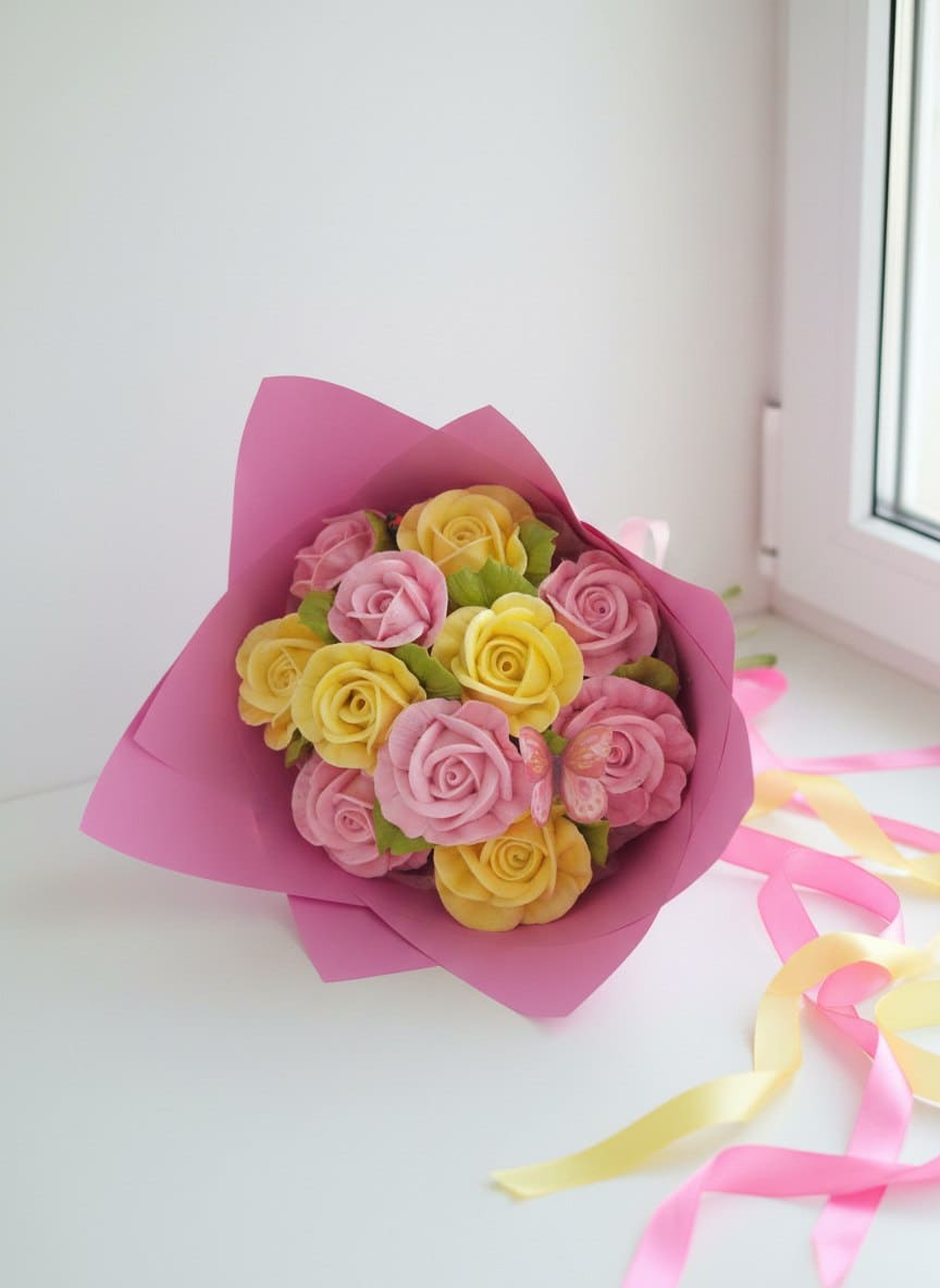 Букет из зефира в диаметре 15 см 1