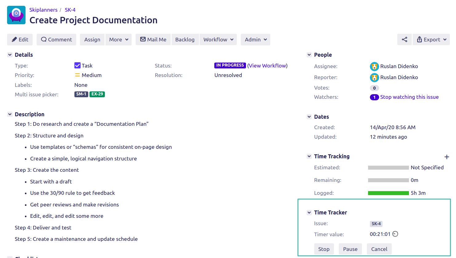 jira free time tracking