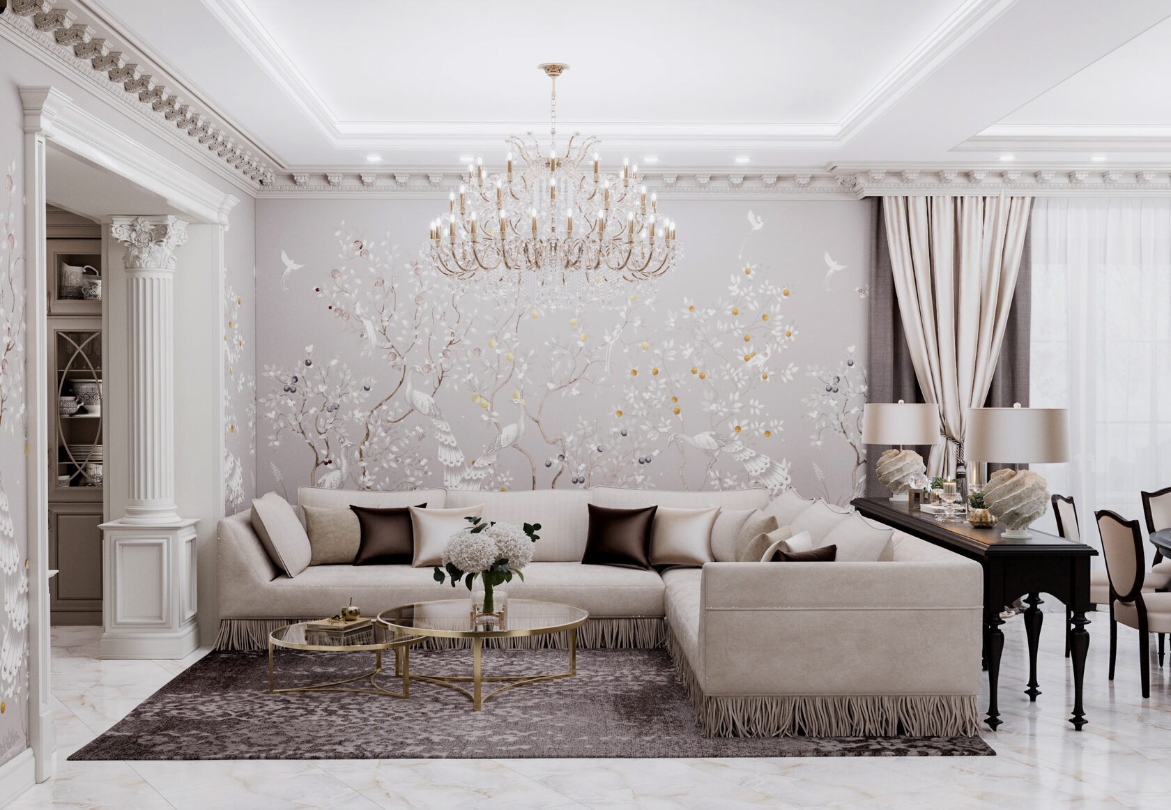 Дизайн интерьера гостиной в классическом стиле